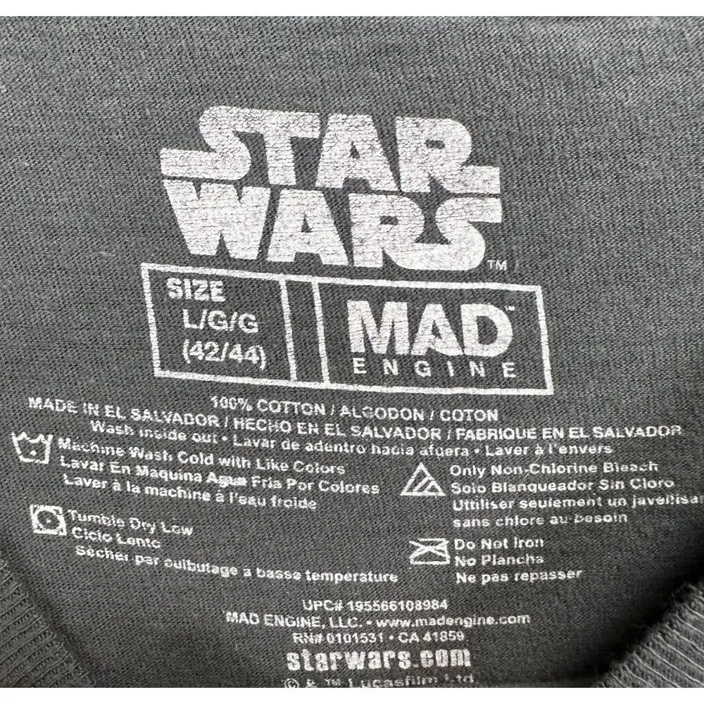 Star Wars Baby Yoda T-Shirt‎ Boys Large Grey Crew Neck Short Sleeve Tee Youth